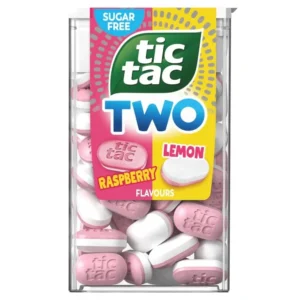 Tic Tac Two Raspberry & Lemon 38,5 g – drażetki bez cukru (malina i cytryna)