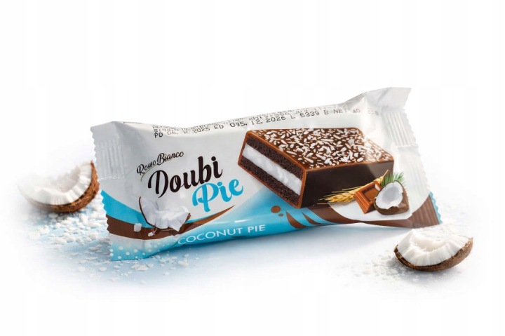 Ciastko Biszkoptowe Czekoladowe z kremem Kokosowym 40g Doubi Pie Turcja